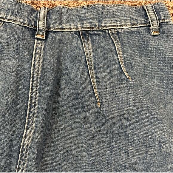 We The Free People Cosmico Flirt Denim Pleated Raw Hem Mini Skirt Rain Wash 31 - Picture 7 of 8
